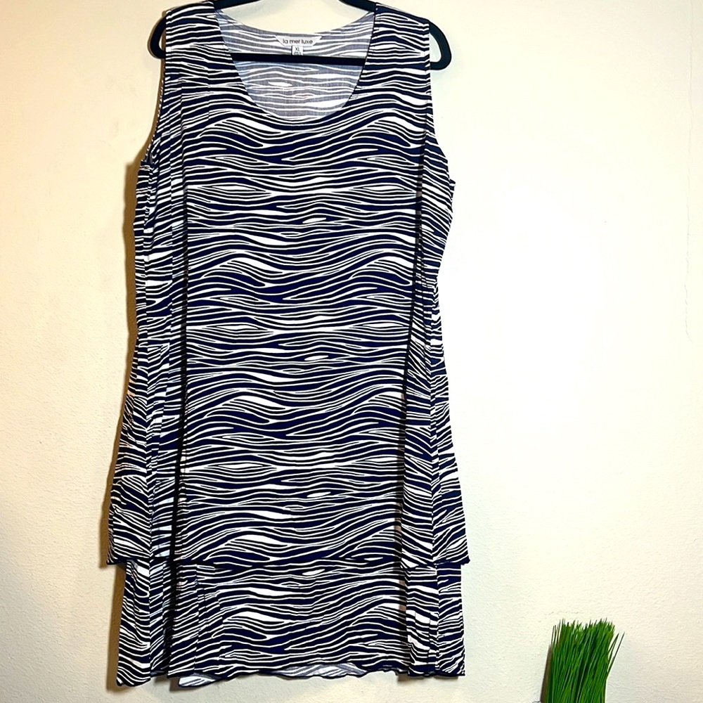 La Mer Luxe Zebra Print Swim Cover Up Tunic Dress XL